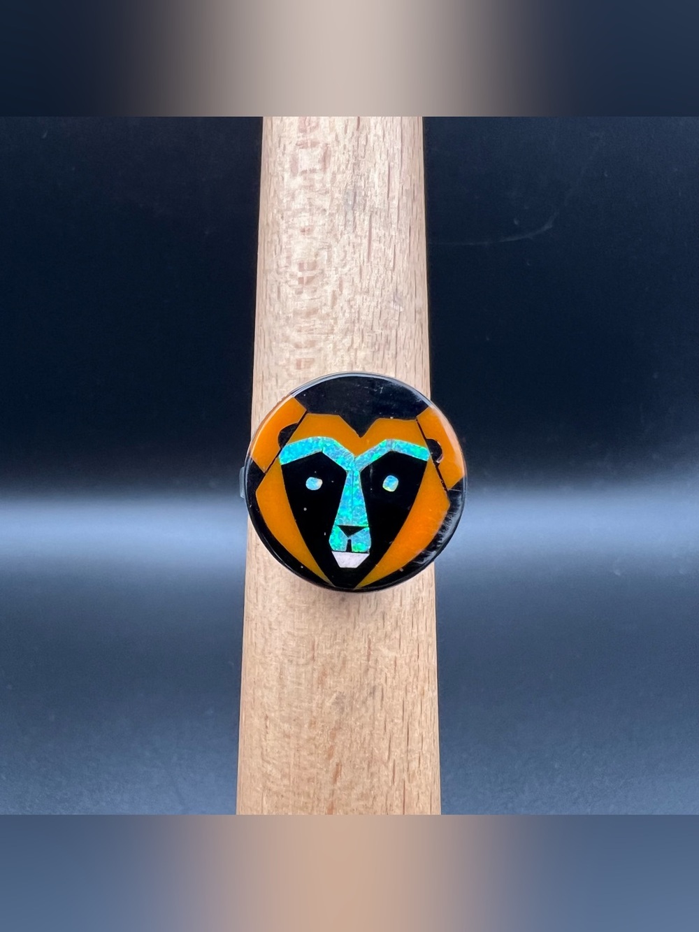 Sterling Silver Micro Inlay Bear Ring